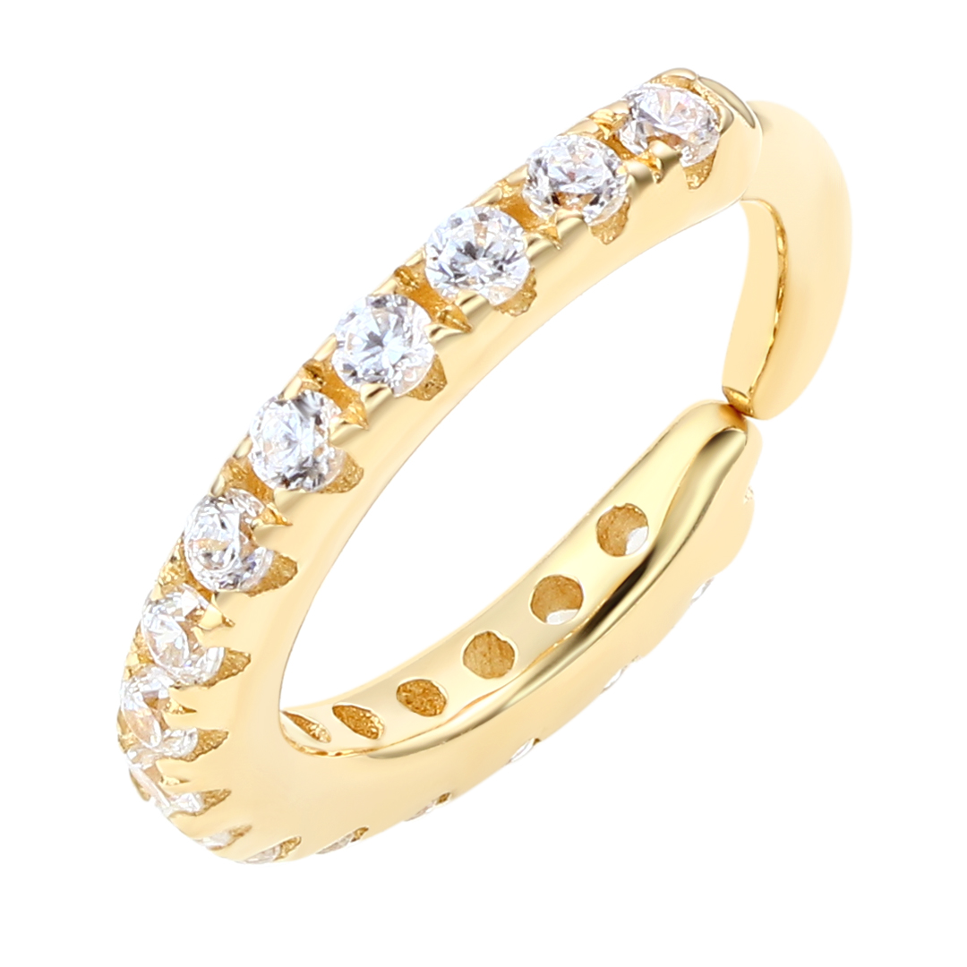 Eternal Metal 14k Solid Gold 5a Cz Forward Facing Ear <000000> Nose Hoop Ring Navel <000000>lip Piercing Seamless Ring Jewelry 5