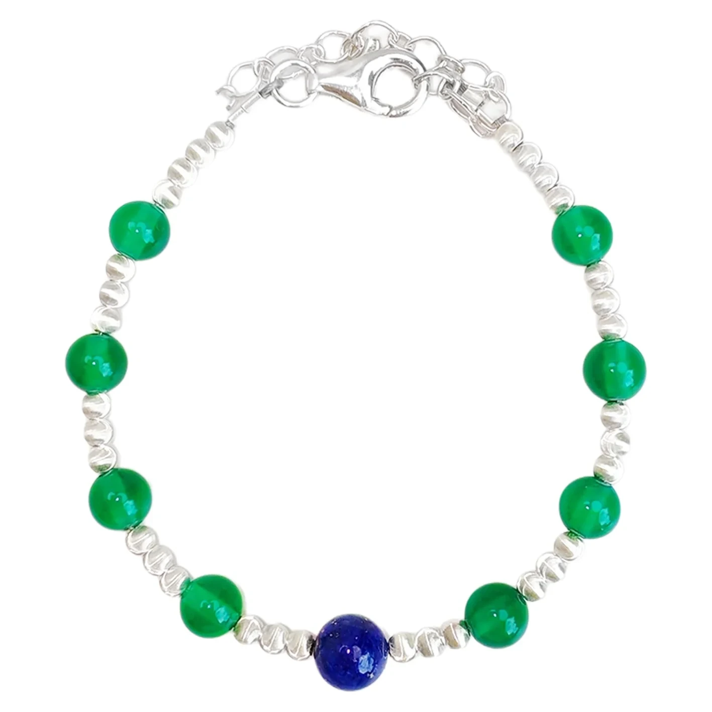 Chrysoprase Lapis Lazuli Silver Beads 6.05g Simple Atmosphere Jewelry For Gift Choice For Family Unisex Gift 1