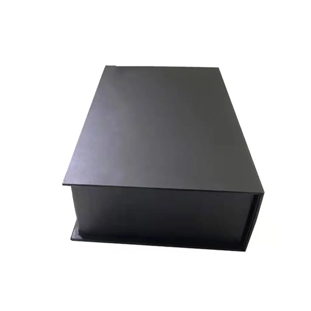 Kohandatud logoga must magnetiline flip top jäik soonik kinkekarp 1