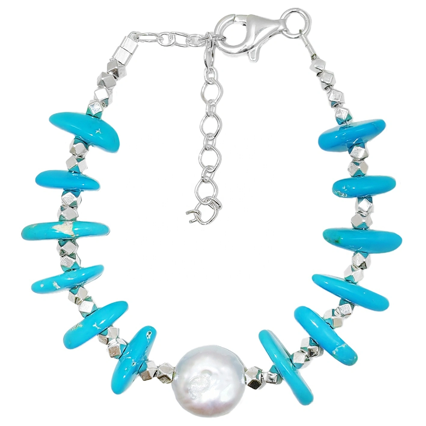 Natural Sterling Treatment Turquoise High Quality Natural Pearl S925 Silver Handmade Gift Exclusive Customization 1