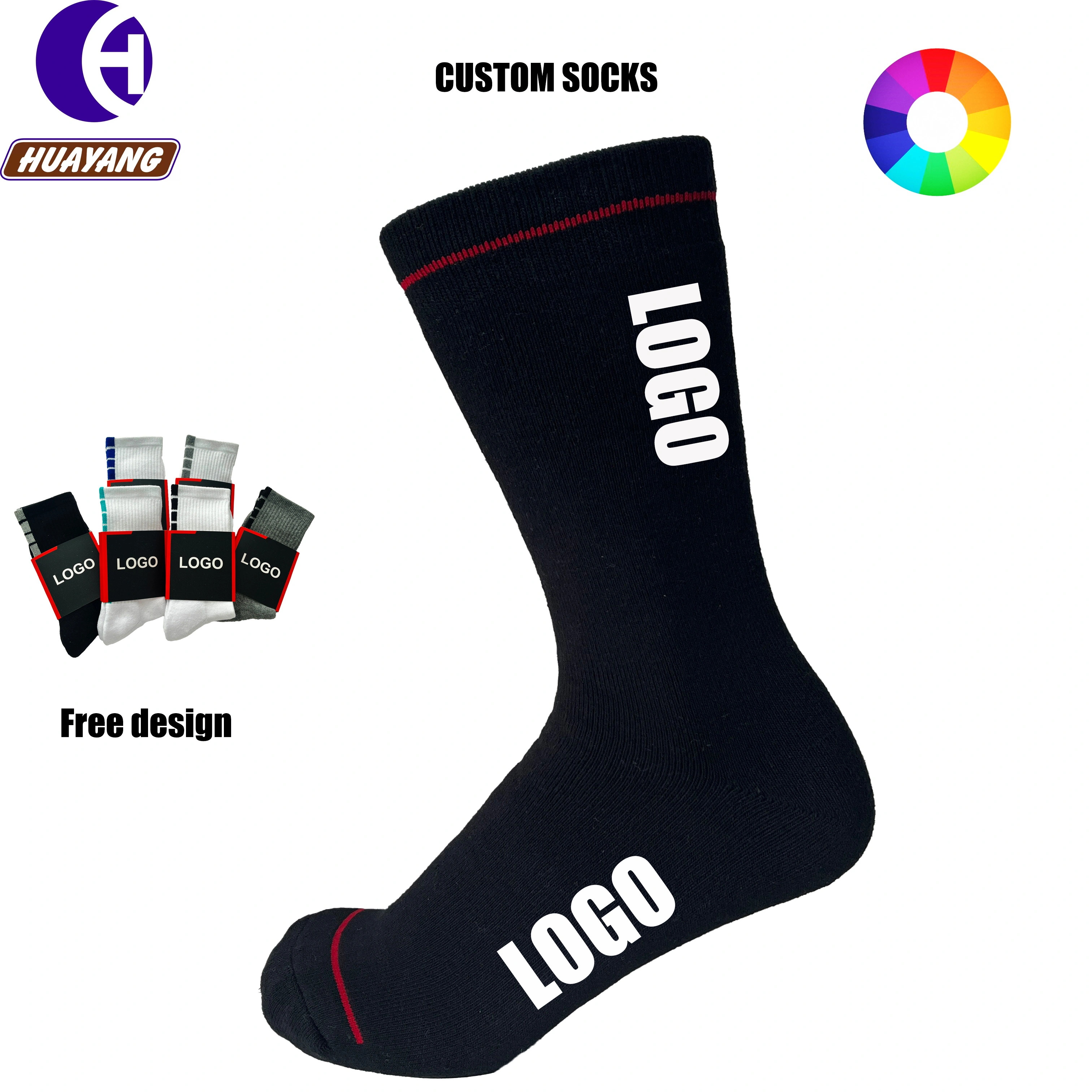 Men's High Quality Custom Sports Crew Socks With Logo for Autumn Season 1