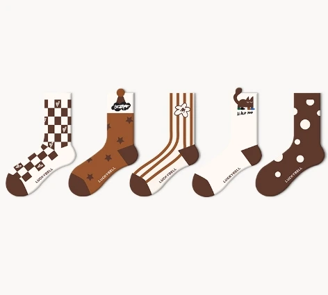 Custom Logo Cotton Polyester Women/Girls Knitting Socks 1