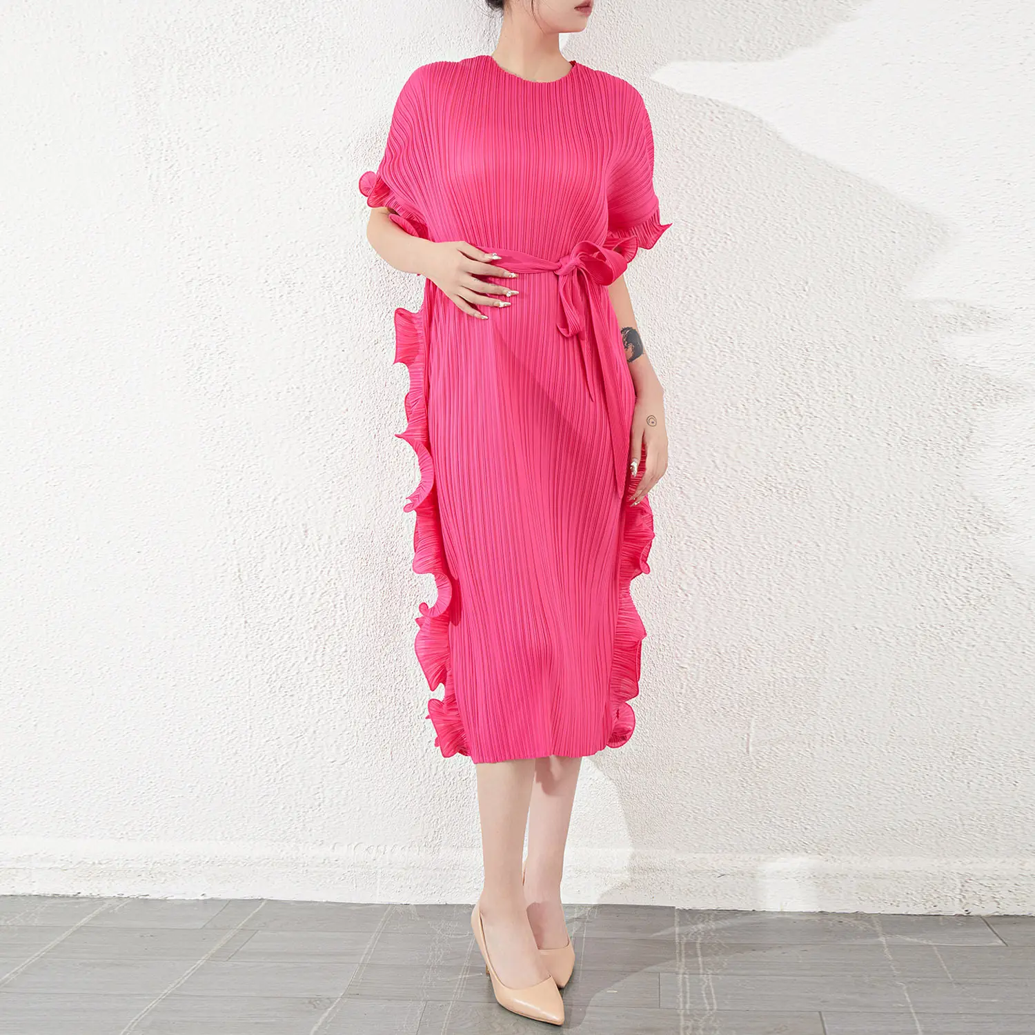Sleeveless Pleated Gown Optional (You Can Buy Samples to Check the Quality Before Placing an Order) - - Pleats Clothing 3
