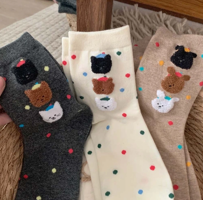 Cotton Polyester Ladies Knitting Socks Custom Logo Size 1