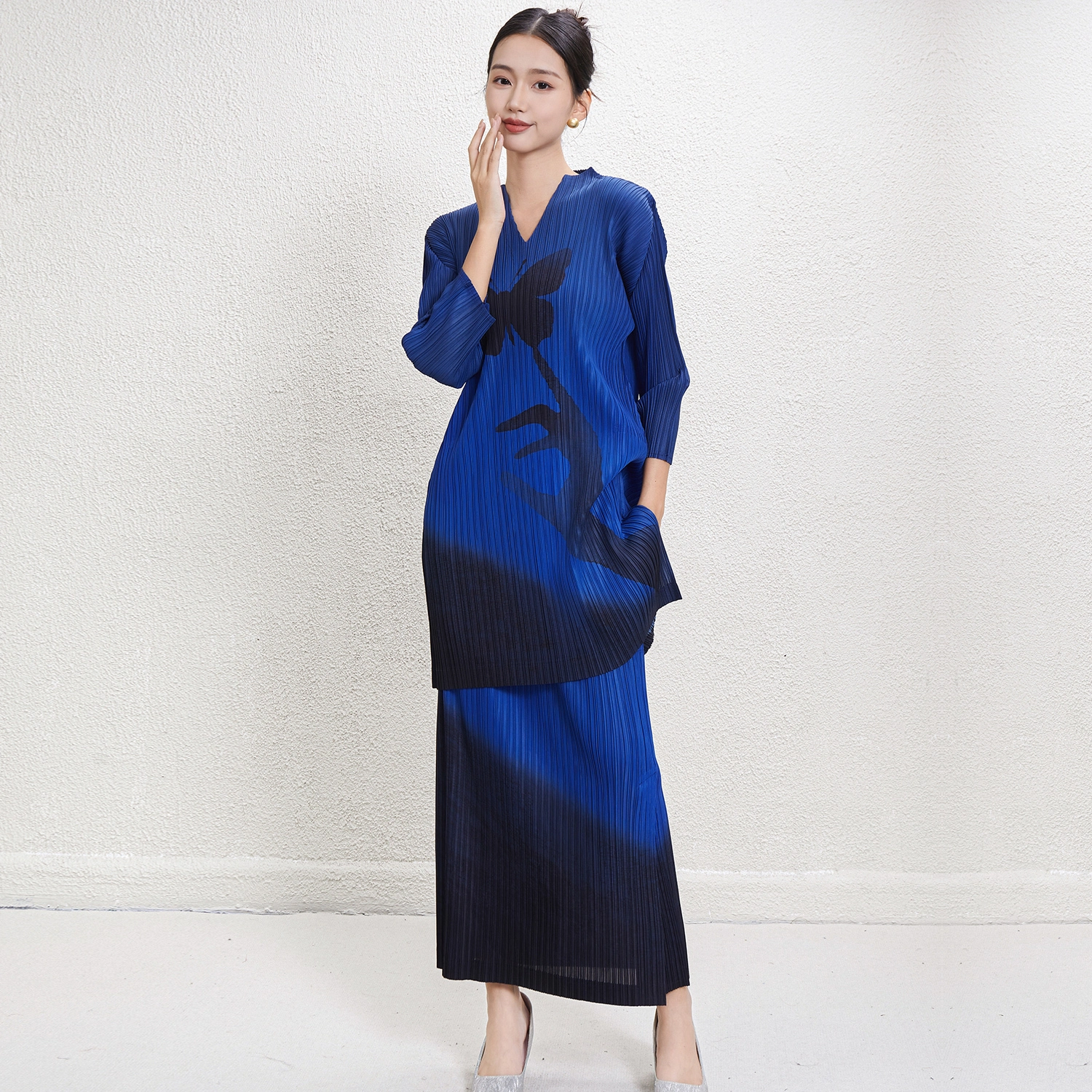 Miyake Pleated Women's Clothing   Dress Manufacturer  2024 Autumn 2 Piece Set Women Lounge Wear Sets Women 1