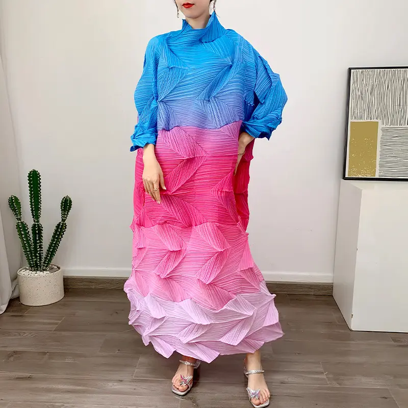 Green Pleated Gown Color by Pleats Clothing 6