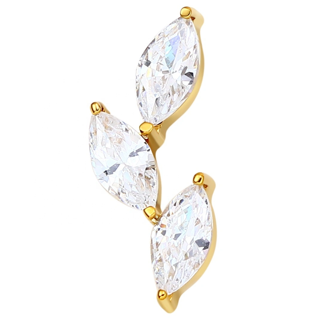 Eternal Metal Astm F136 Titanium Marquise Shaped Cz Threaded Tops Lip Jewelry 1