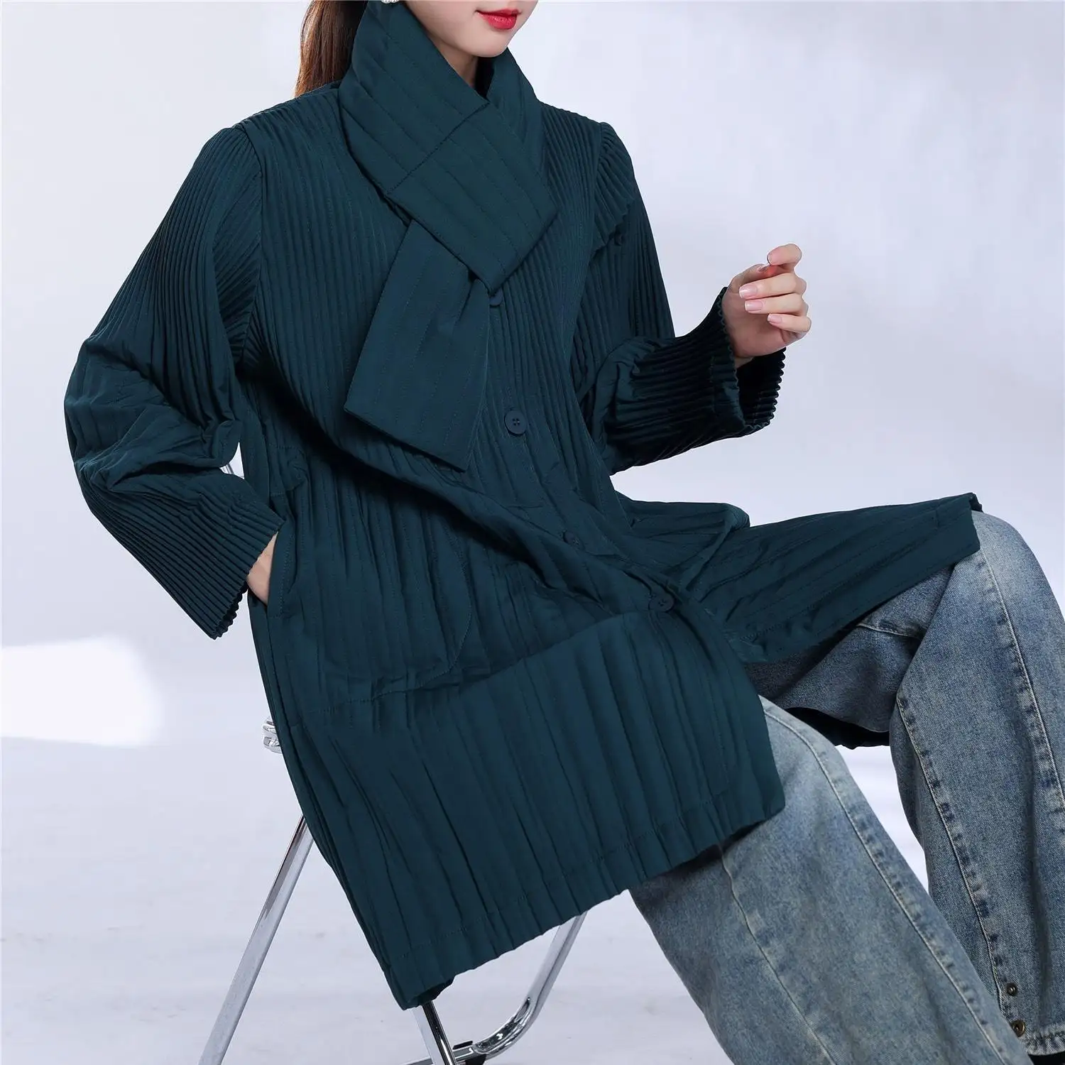 Petite Pleated Mini Skirt Jacket and Coat Manufacturers - - Pleats Clothing 4