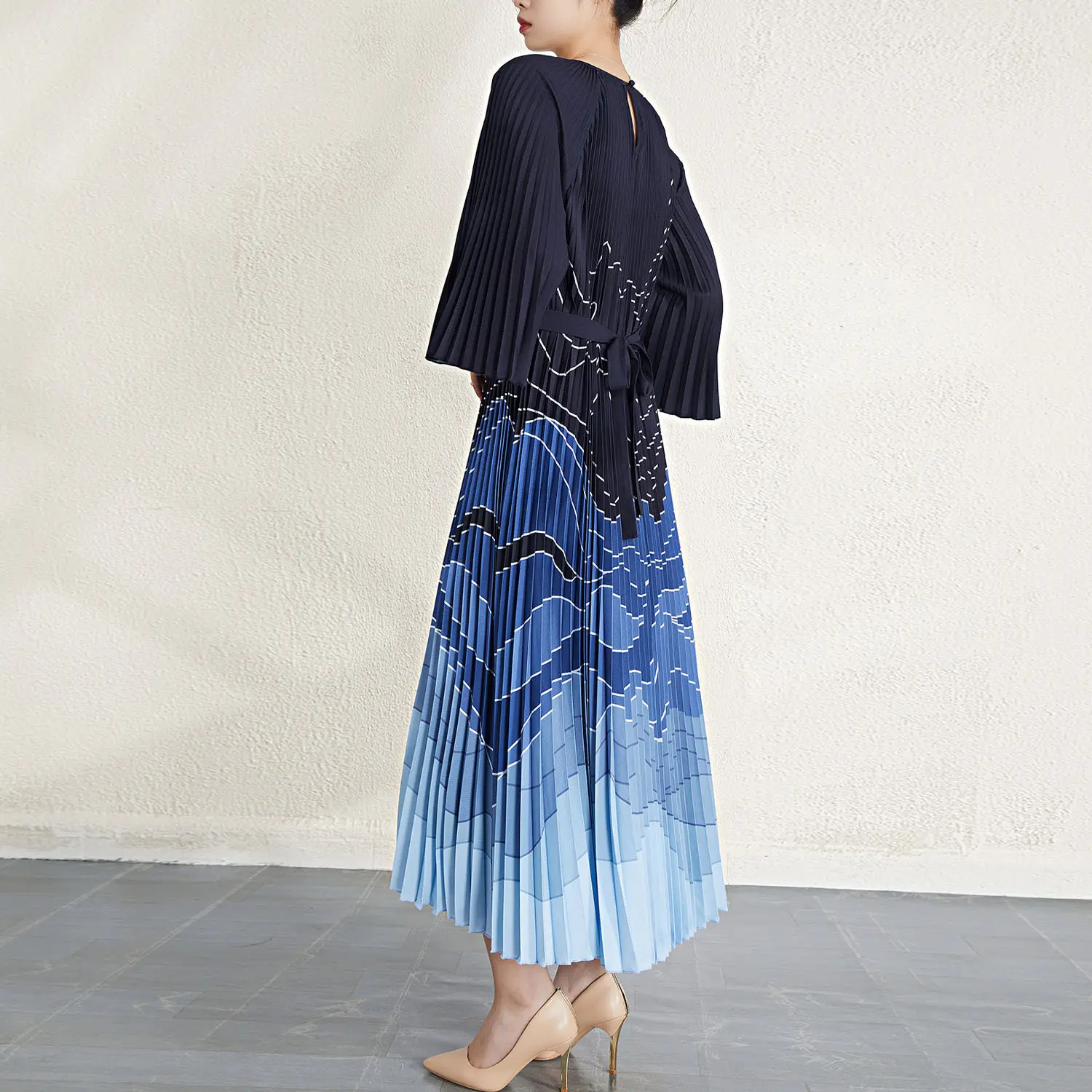 Pleated Gown with Sleeves Fast Shipping to Over 200+ Countries & Regions. by Pleats Clothing-1 6