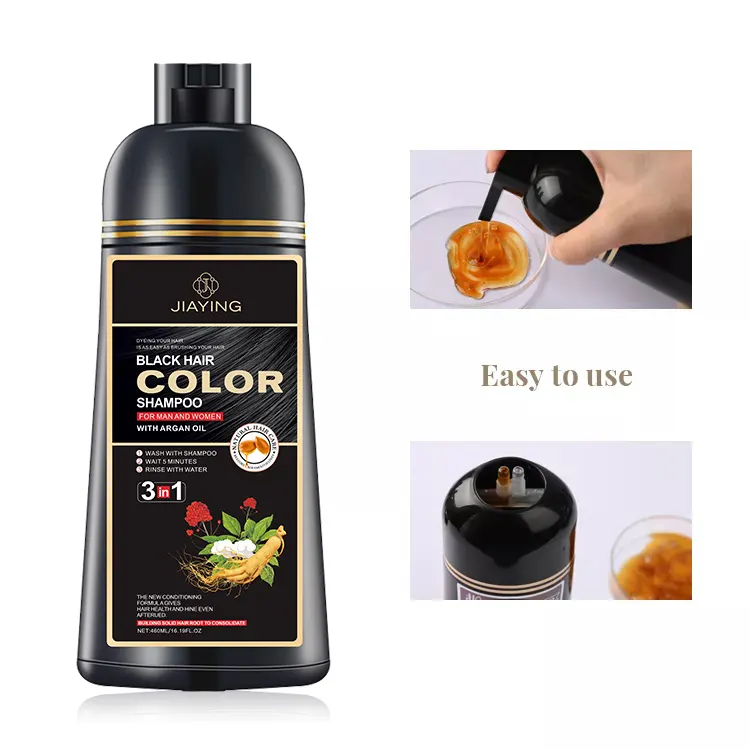 Shampoo de coloração para cabelo preto 3 em 1 com ginseng - sem amônia 3