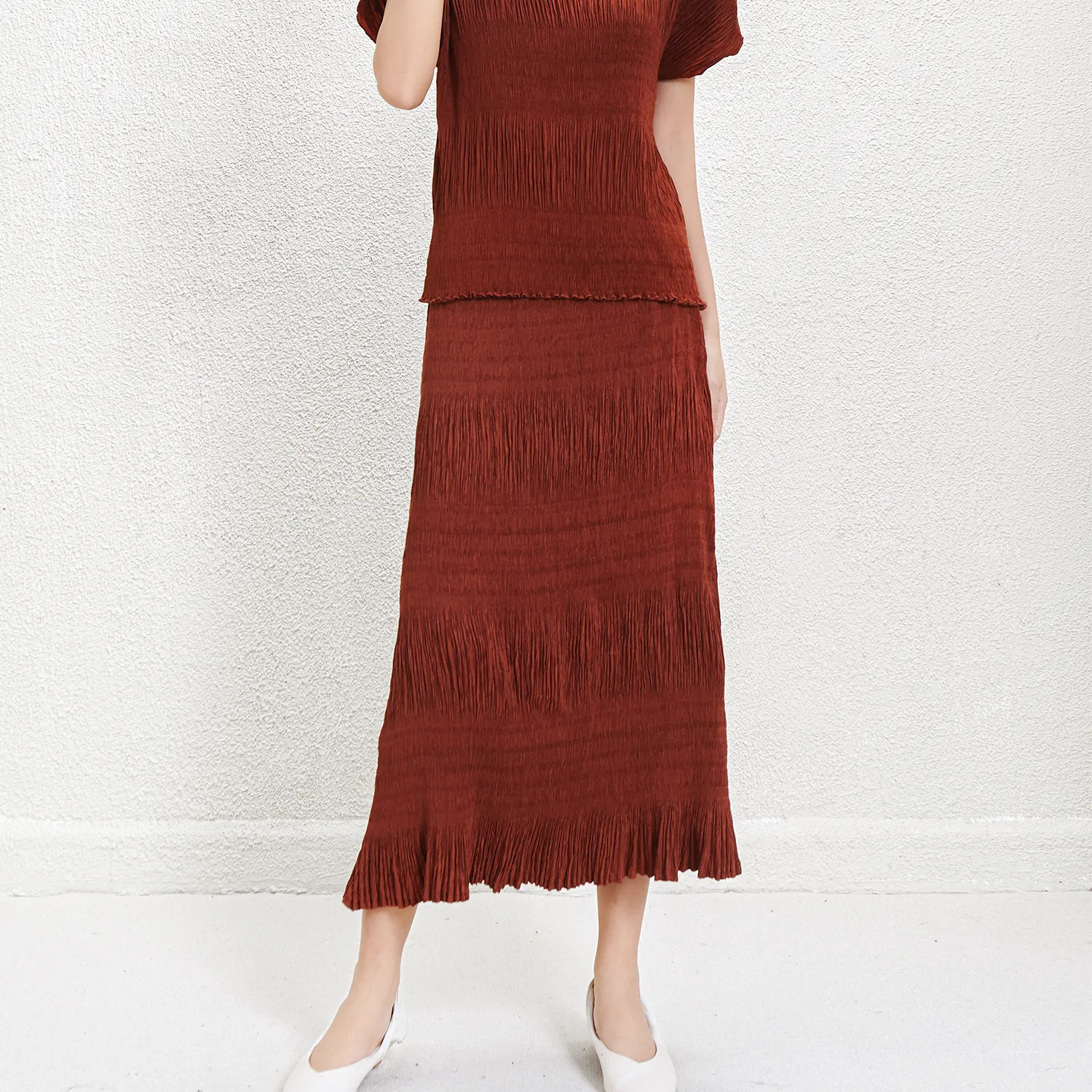 Pleated Gown with Sleeves Accept Customer Logo by Pleats Clothing 2