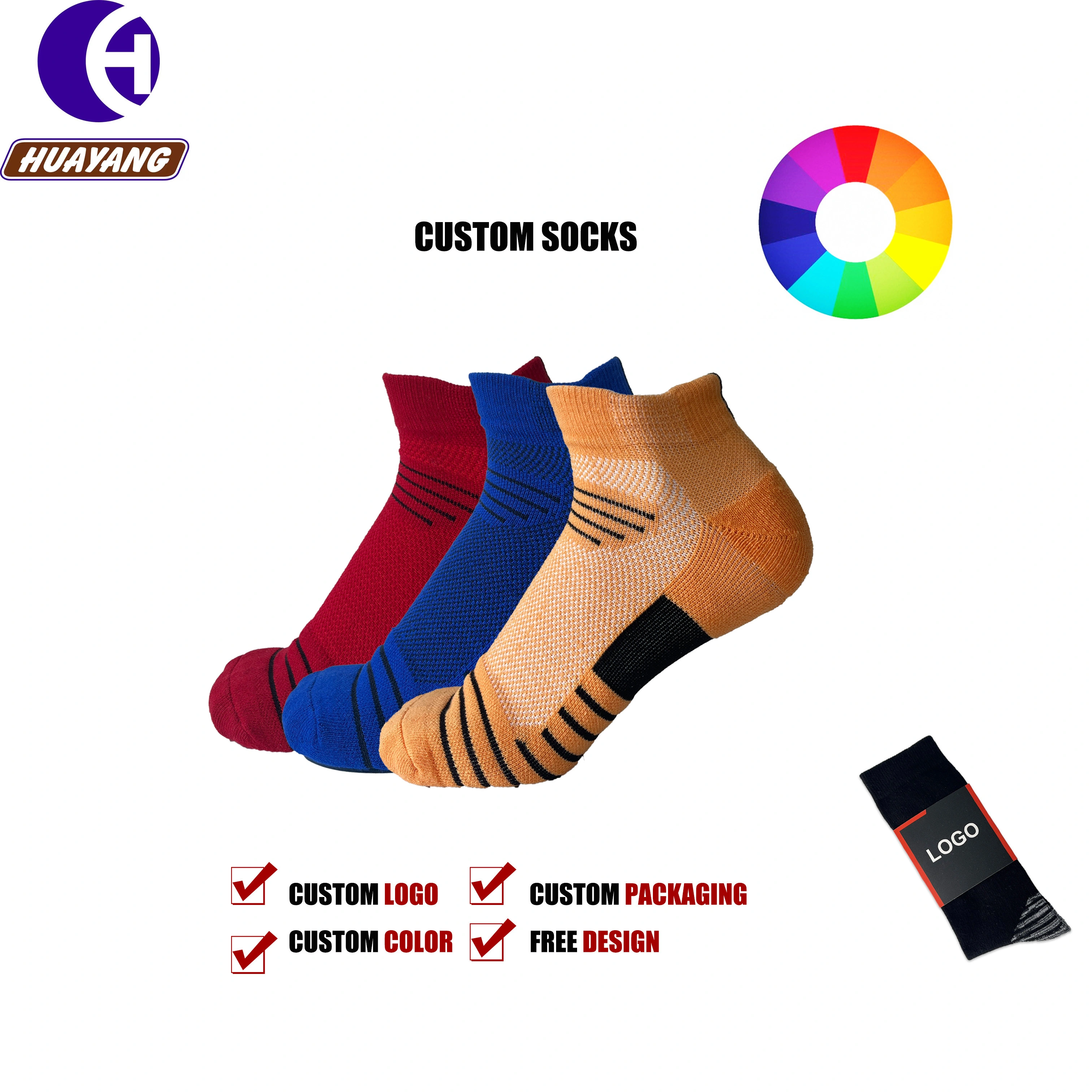 Custom High Quality Breathable Anti-slip Sports Socks Crew Design 1