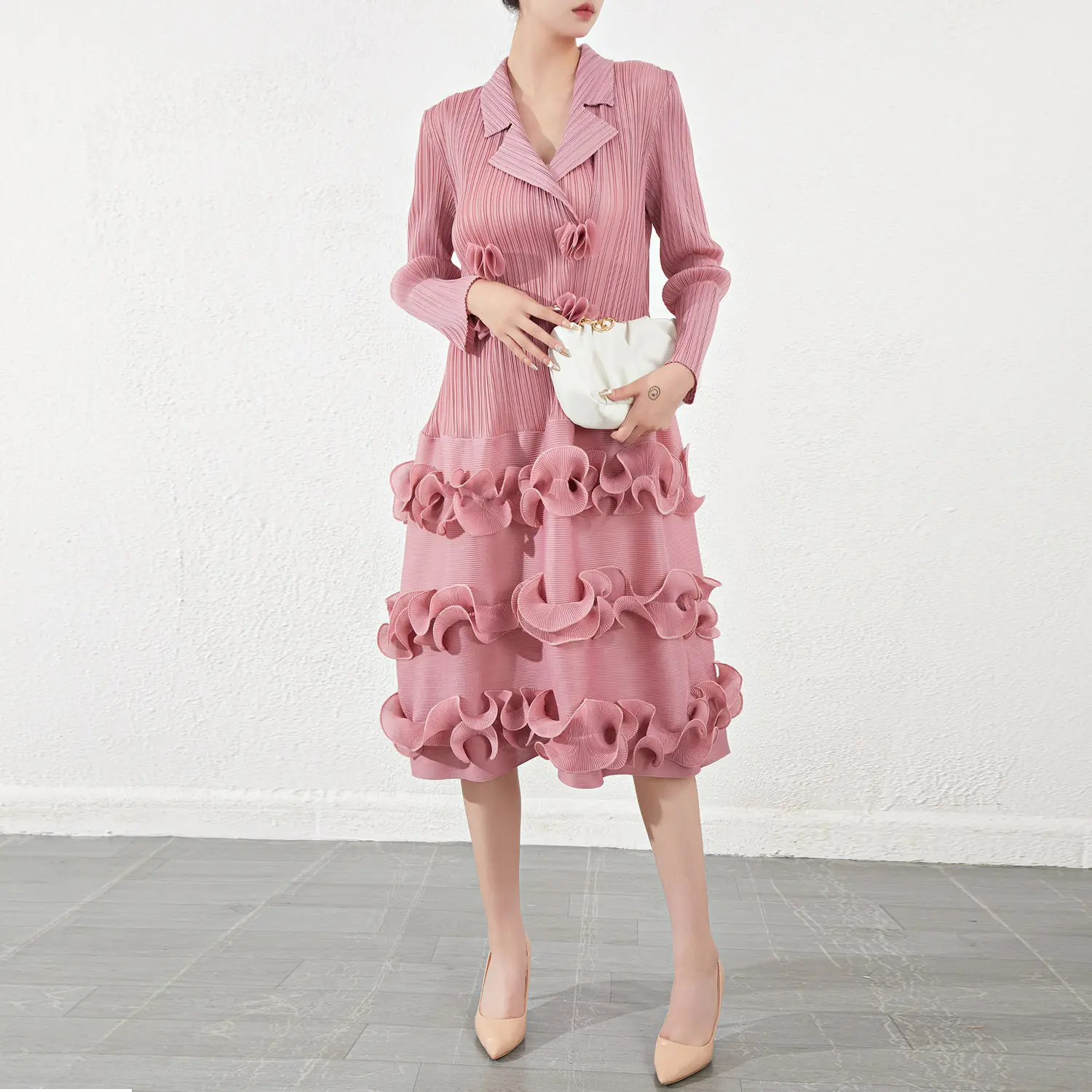 Gold Pleated Gown Chinese Clothing Manufacturers by Pleats Clothing 6