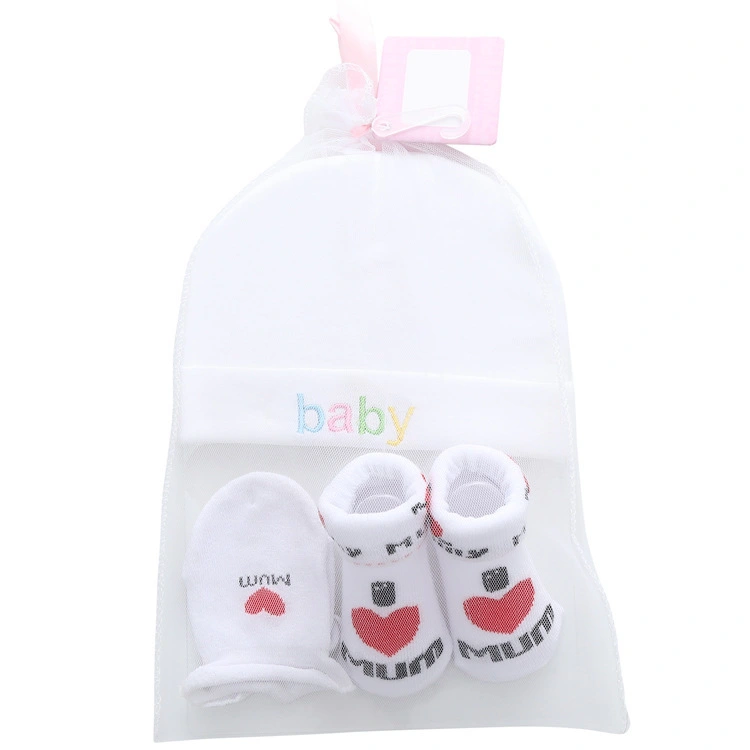 New Born Baby Cotton Socks Gloves Hat Set 1