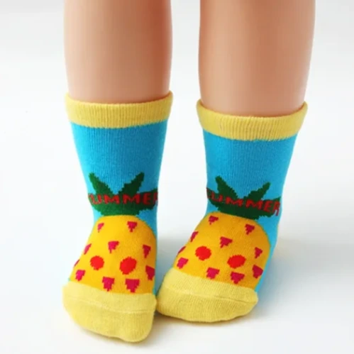 Custom Knitted Anti-Slip Baby Fruit Dots Crew Socks 1