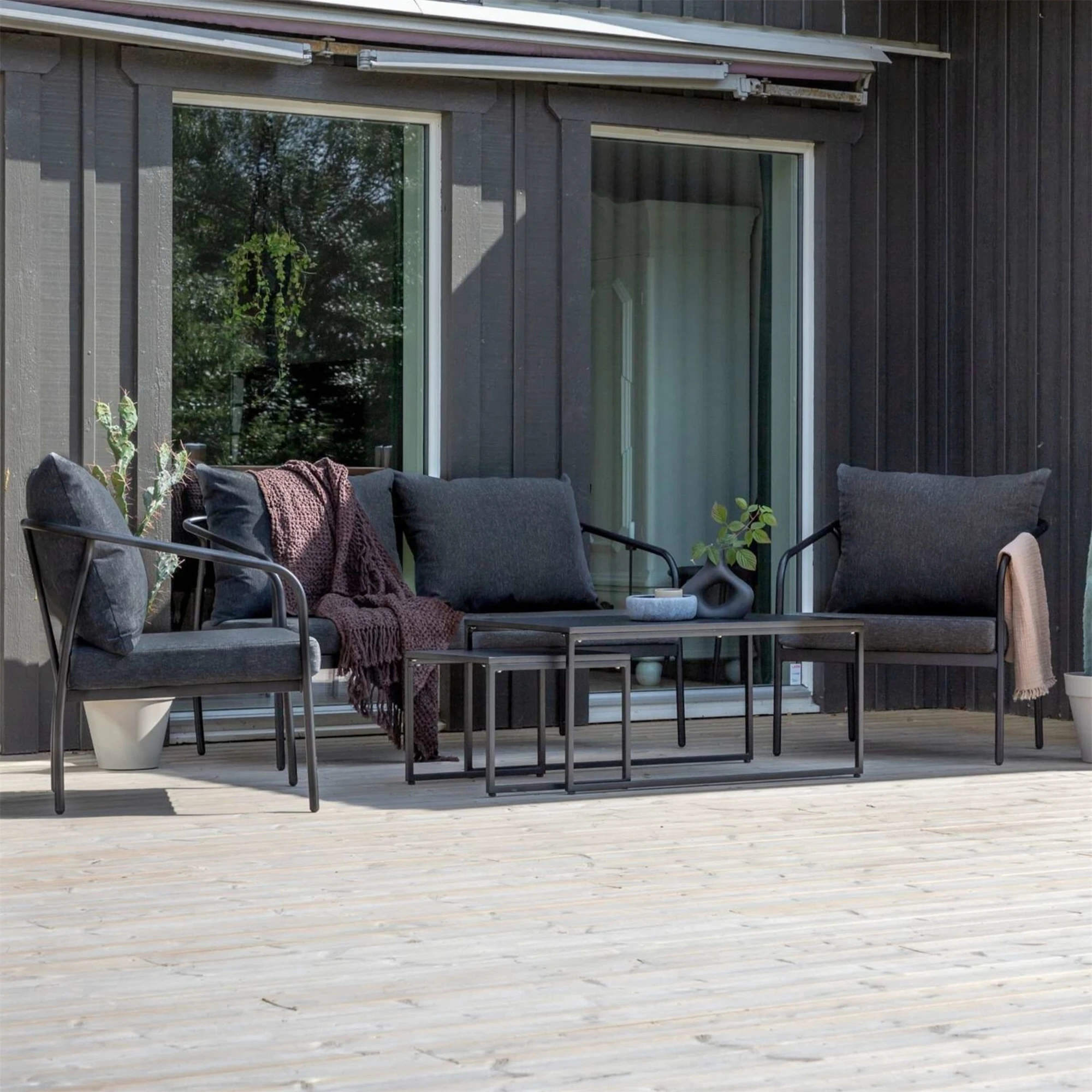 Mobilier d'extérieur en aluminium imperméable, chaise longue de Patio en métal, ensembles de conversation pour 4 personnes, ensemble de canapé de jardin 1