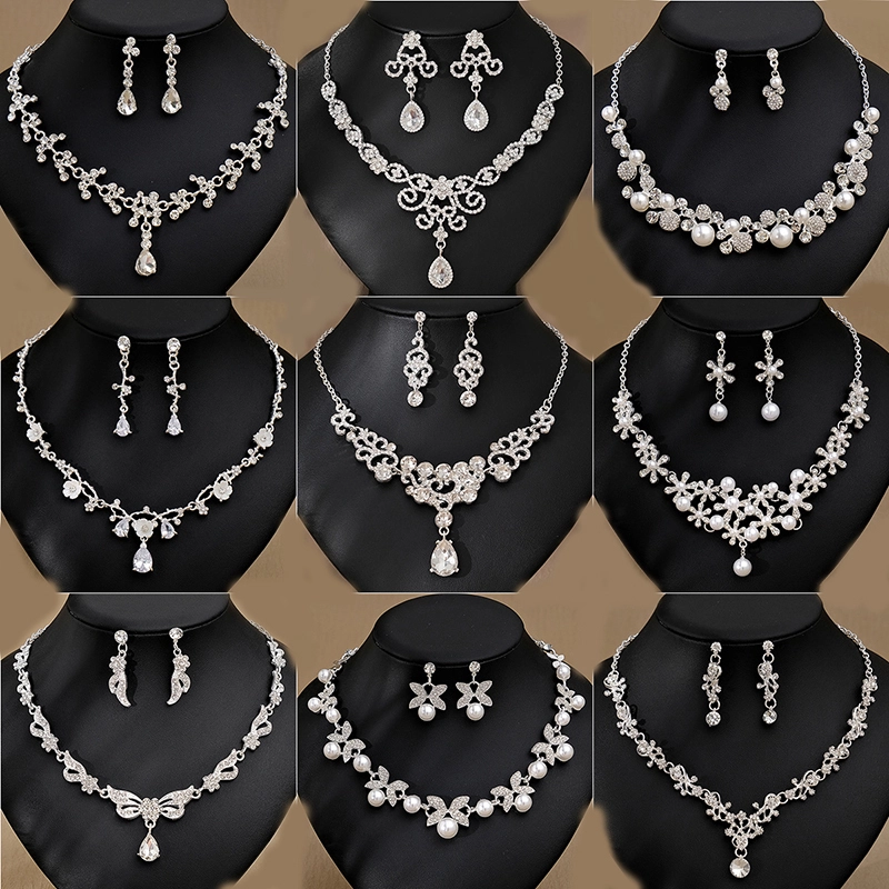 Crystal Earrings Necklace Jewelry Set For Wedding Party Ceremony Dress 1