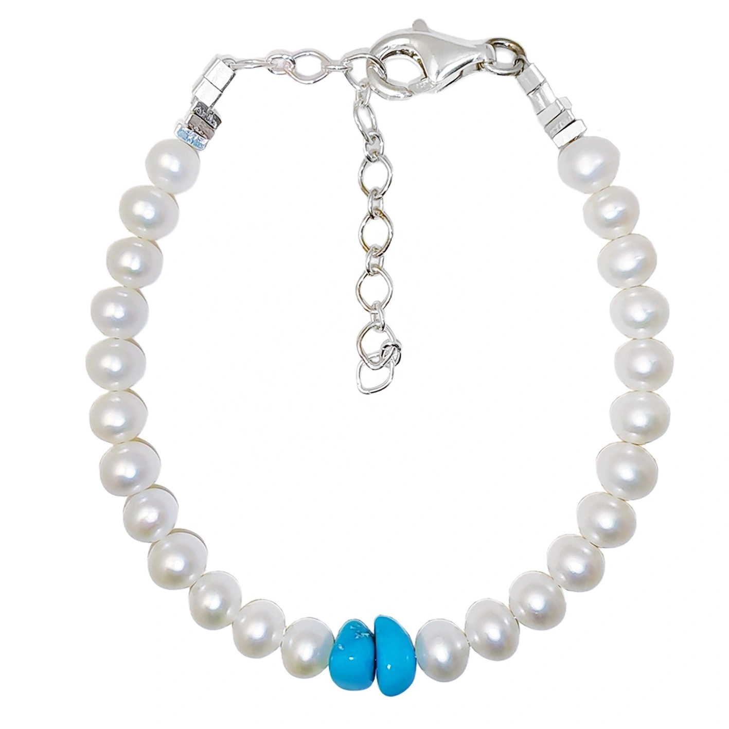 Natural Turquoise Pearl With S925 Silver Authentic Bracelet High Jewelry Designer Custom1 1