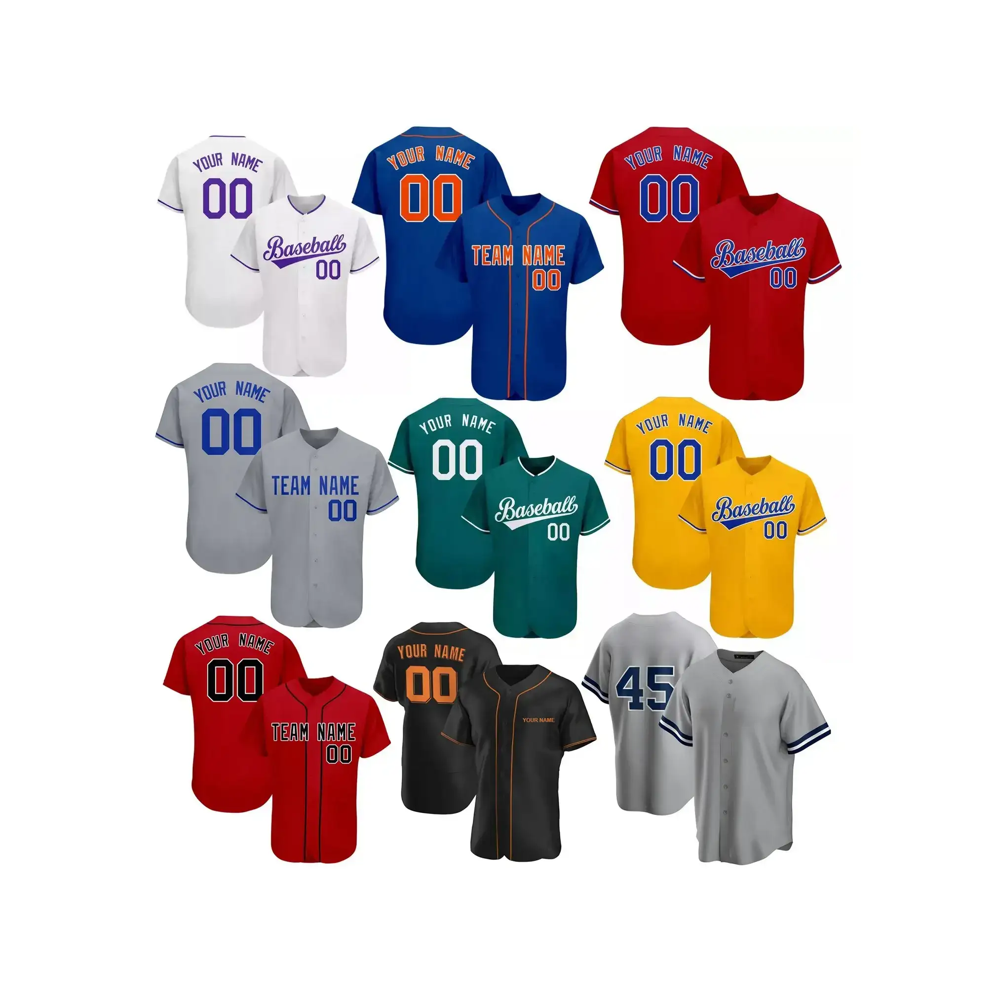 DBLUE Ardchaighdeán Il-Dearadh Priontáil Saincheaptha Priontáil Óige agus Baseball Baseball Retro do Dhaoine Fásta Caith Léinte Éide Jersey 1
