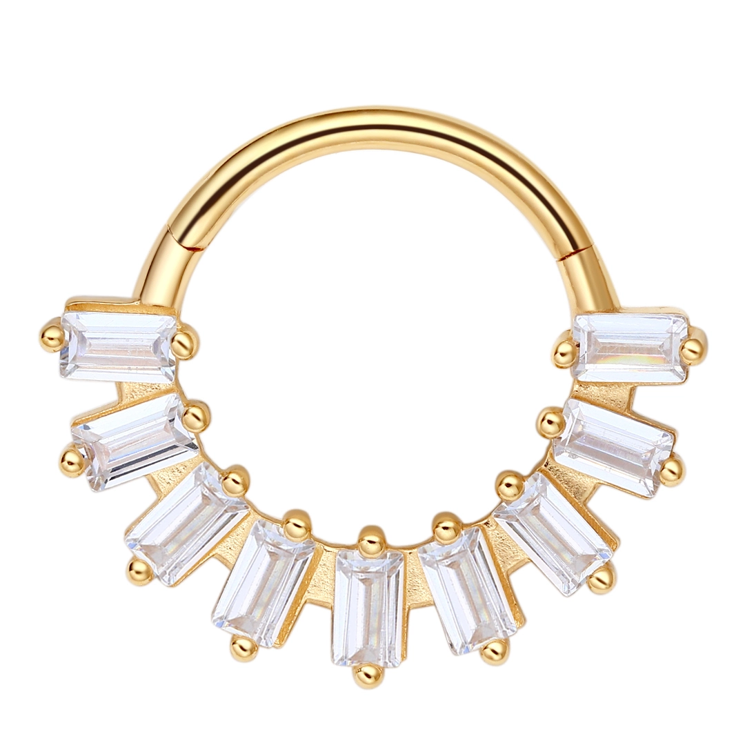 Eternal Metal 14k Solid Gold Hinged Segment Clicker 5a Clear Zircon Piercing Jewelry3 1