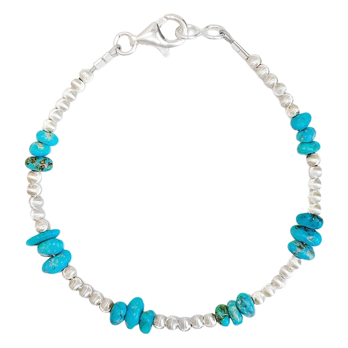 S925 Silver Bead Sleeping Beauty Tambang Sterling Treatment Turquoisebracelet Summer Perhiasan Model Kolot-anak 1