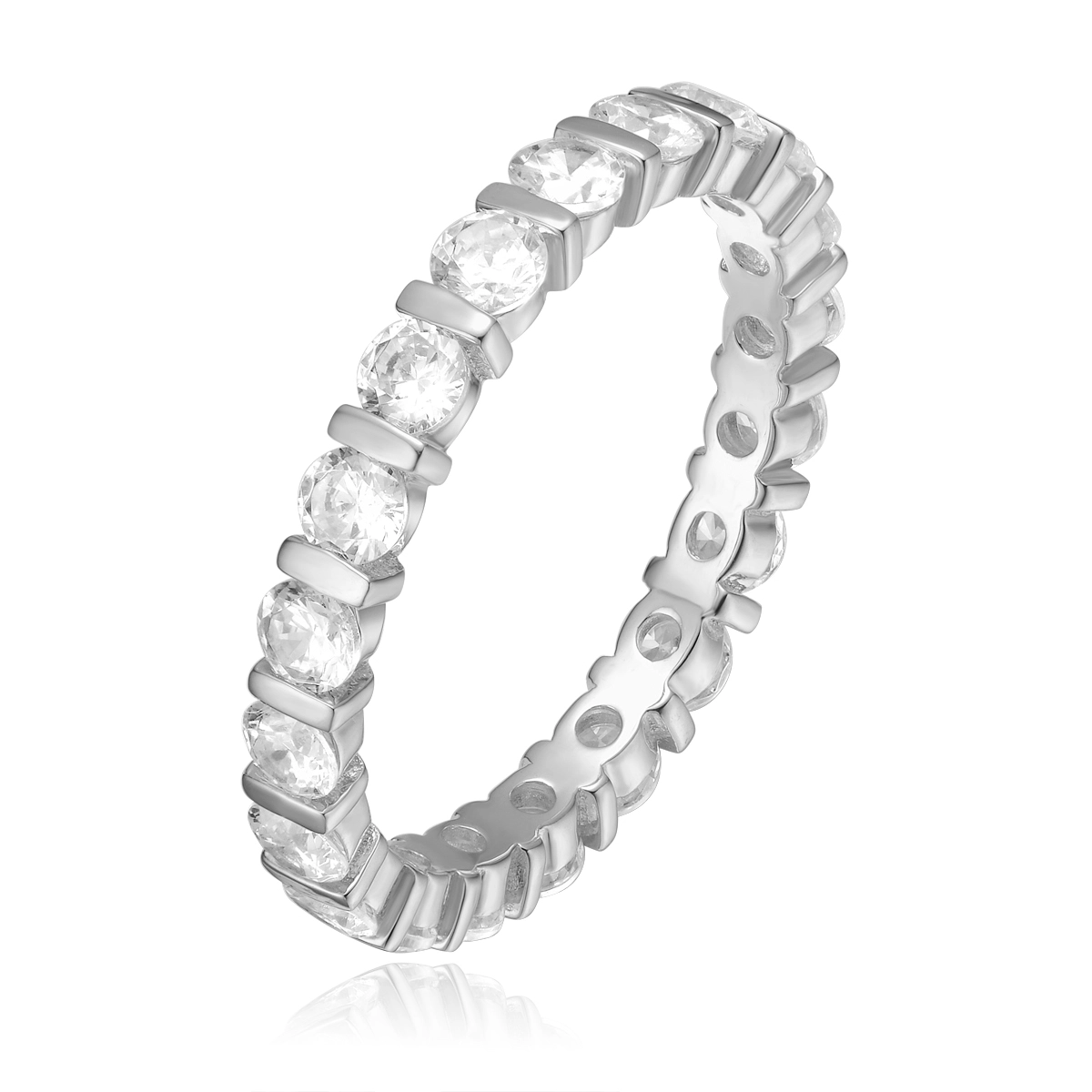 Bague d'éternité en or blanc 9 carats avec diamant rond 0,27 ct 1