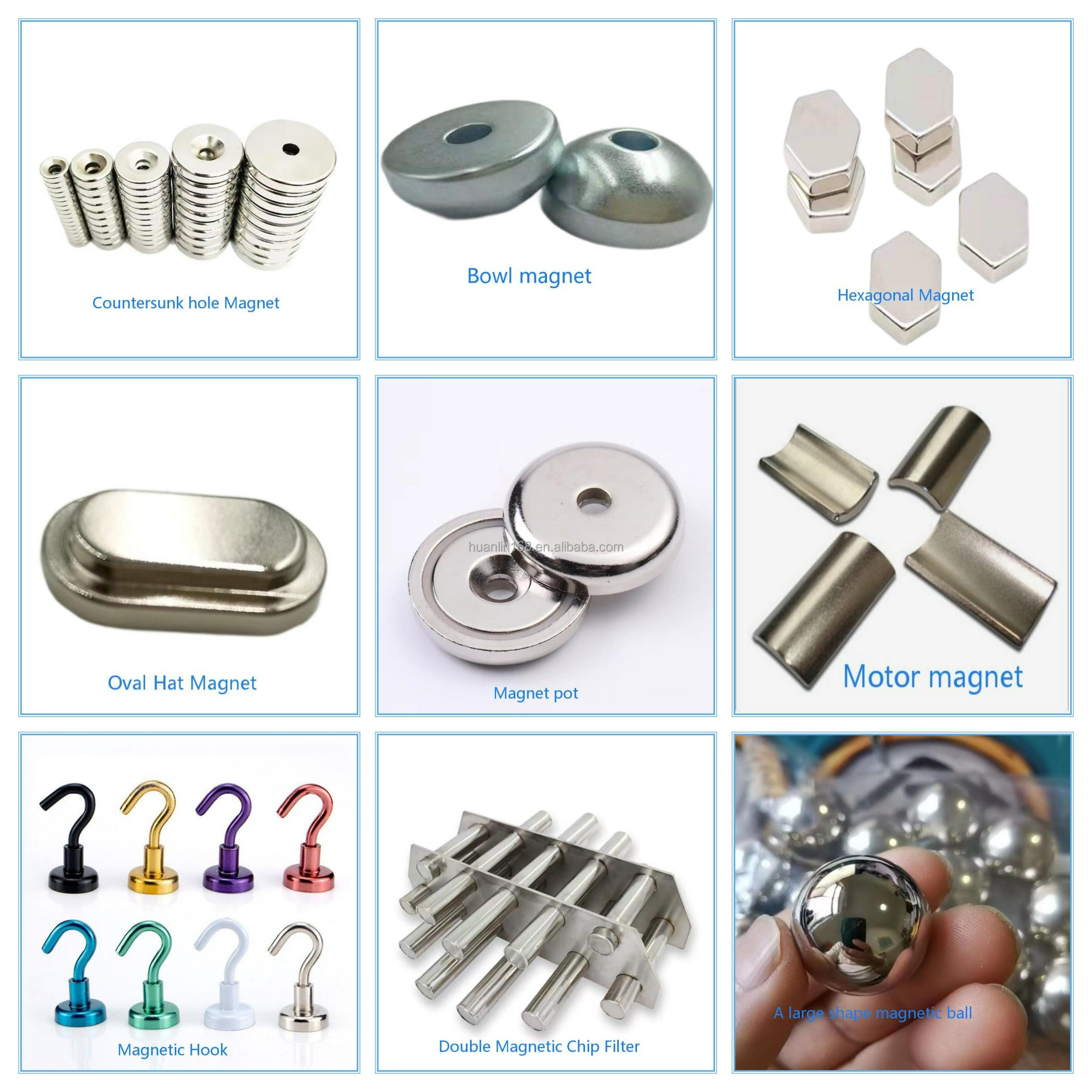 HUANLIN Custom N35 Grade Permanent Neodymium Composite with Welding Service Cylinder Ring Block Shapes Magnet Balls 7