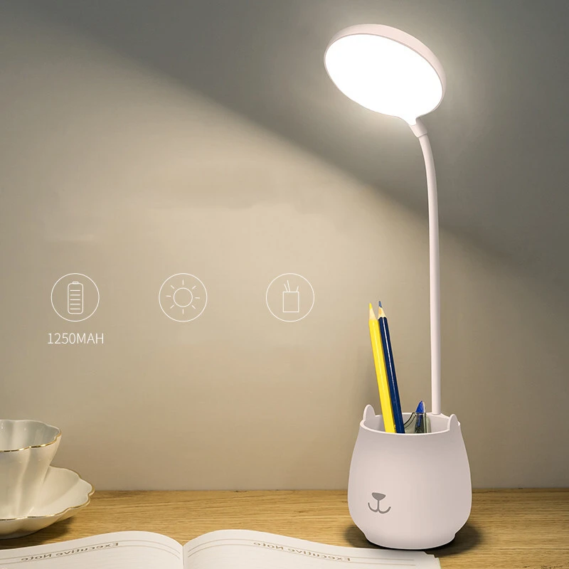 Factory Flexible Plug-in Need Charging Type Led Desk Lamp Night Light With Brush Pot Bedroom Night Lamp Reading Table Lamps 1