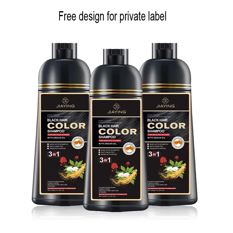 Shampoo de coloração para cabelo preto 3 em 1 com ginseng - sem amônia 1