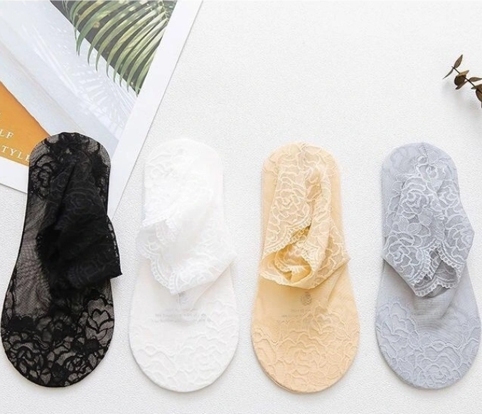 Breathable Knitted Lace Character Pattern Unisex Summer Socks for Spring Wear 1