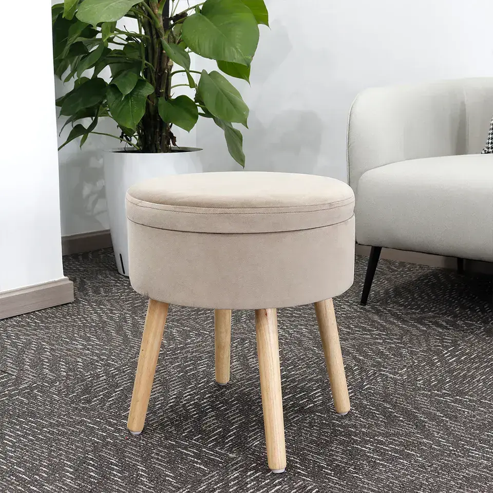Round Storage Pouffe 23.50 * 23.50 * 55.00 Cm/2.79kgs/1pcs - - NEW IMAGE 2