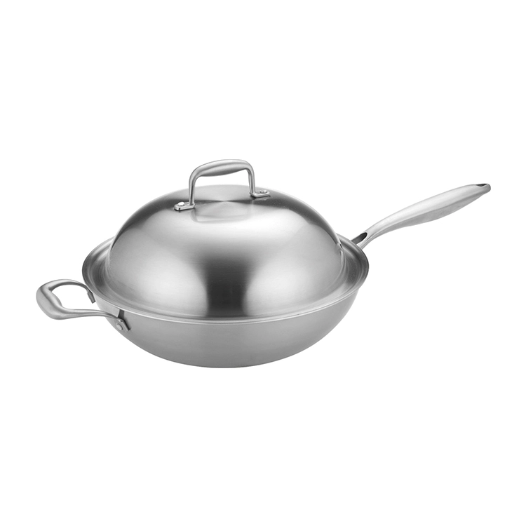 Sartén Wok antiadherente de acero inoxidable con tapa, suministro de fábrica de China 1
