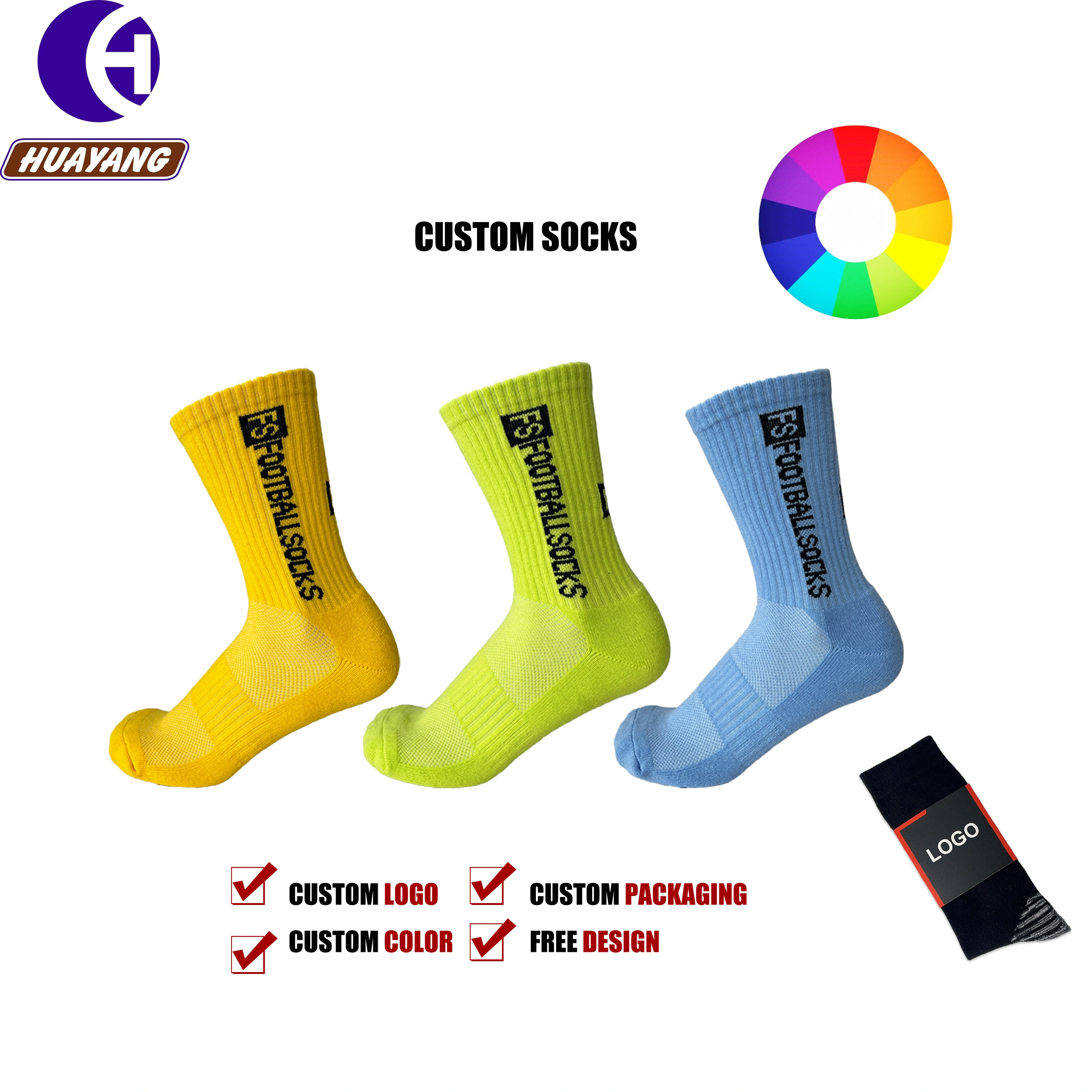 Custom Men's Football Socks Crew Ankle Breathable Sweat-wicking Designer Print 1