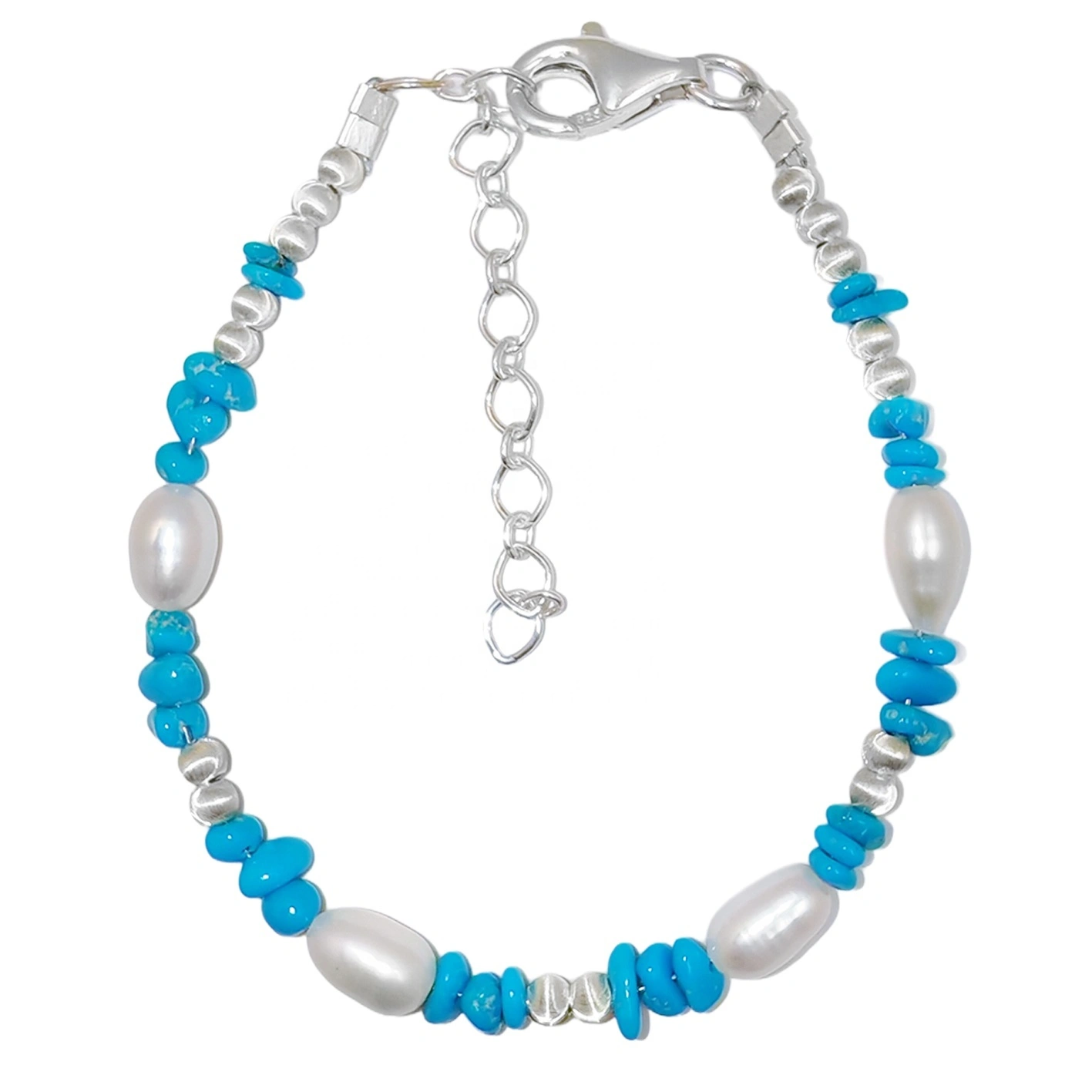 Naturlig turkos pärla med S925 silver autentiskt armband Hög smycken designer anpassad 1