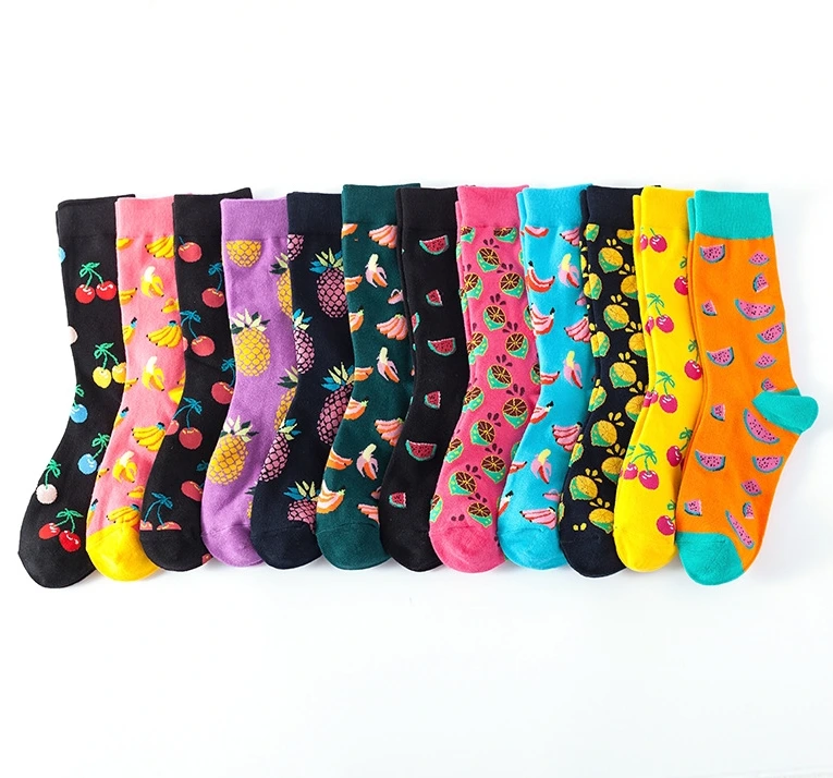Chaussettes d'équipage à motif de fruits colorés - Unisexe 1
