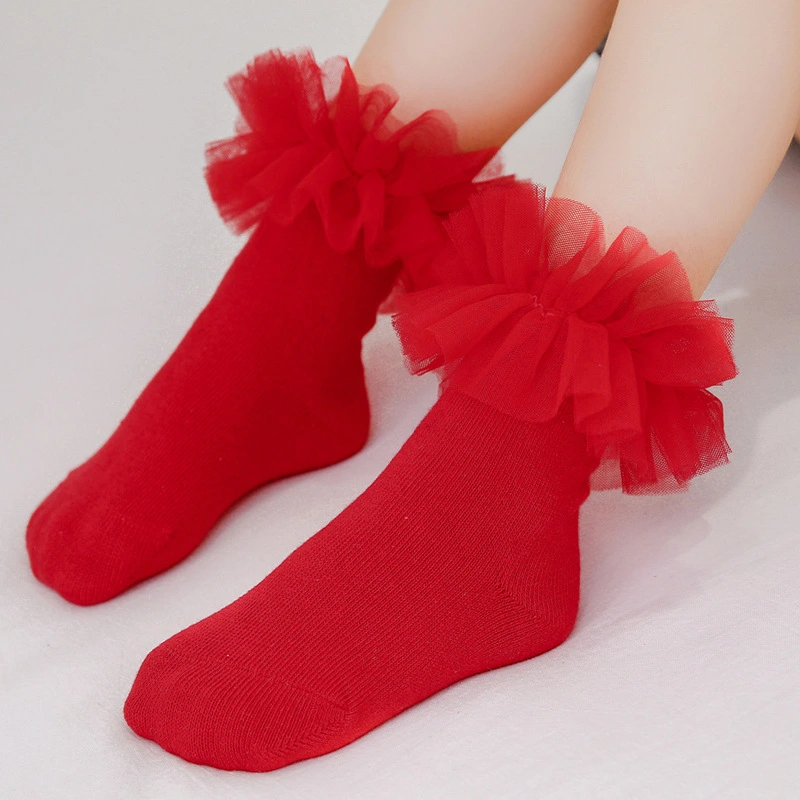 Calcetines con volantes de encaje de princesa esponjosos para niñas, calcetines para niñas de rendimiento escolar 1