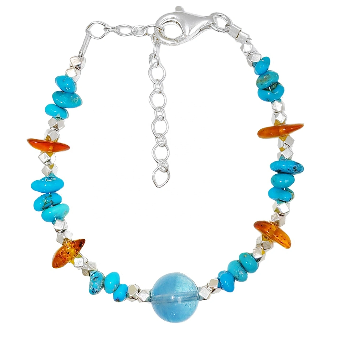 Natural Sterling Treatment Turquoise Bracelet Amber Fashion Women's Jewelry Versatile Multi-occasion Turquoise Bracelet 1