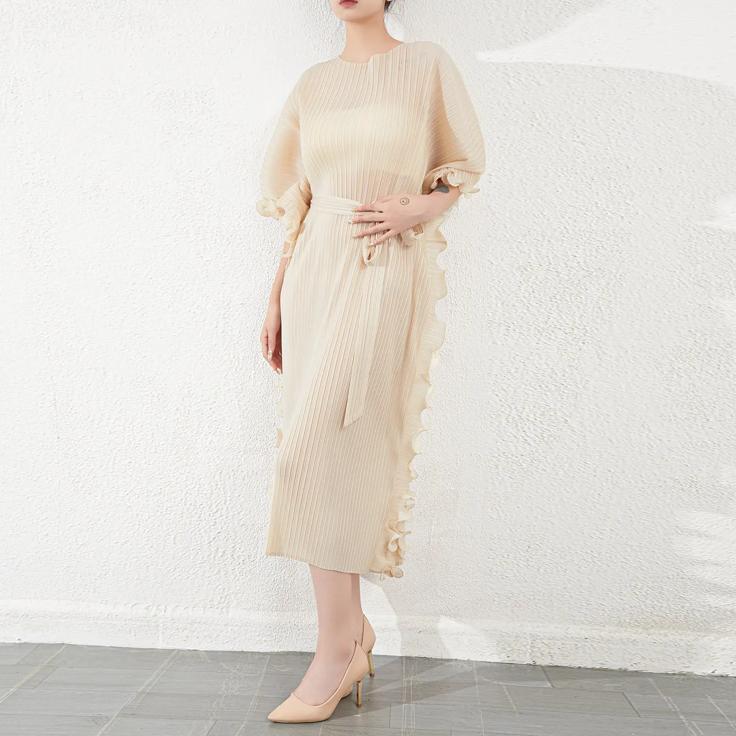Sleeveless Pleated Gown Optional (You Can Buy Samples to Check the Quality Before Placing an Order) - - Pleats Clothing 5