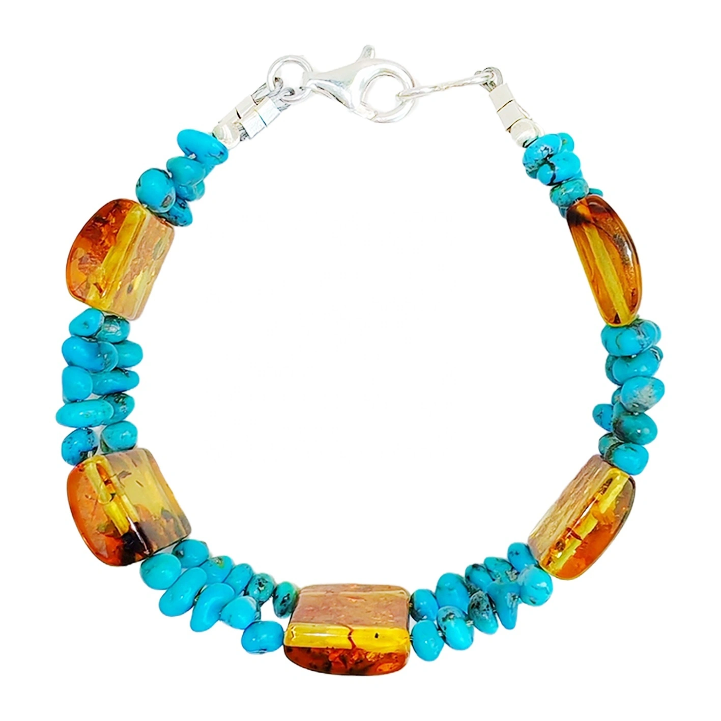 Sbuħija Irqad Minjiera Trattament Sterlina Naturali Turquoise Amber Naturali Bracelet Baltiku S925 Fidda Double Saff Irġiel 1