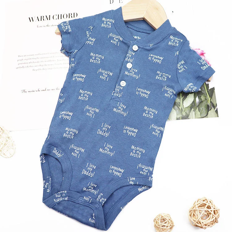 Cotton Knitted Baby Boy Romper Sleepsuit - Custom Print Unisex Oem - 0-2Y Size 1