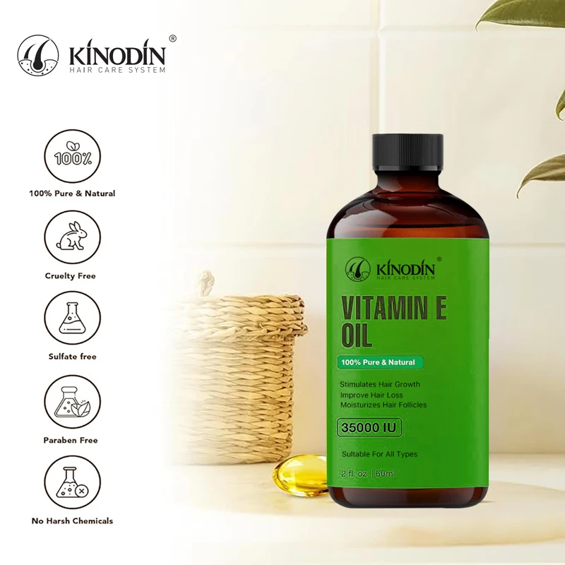 Óleo Capilar Orgânico de Alecrim e Rícino KINODIN para Crescimento e Cuidado do Couro Cabeludo – Tratamento 100% Puro com Vitamina E para Homens e Mulheres 4