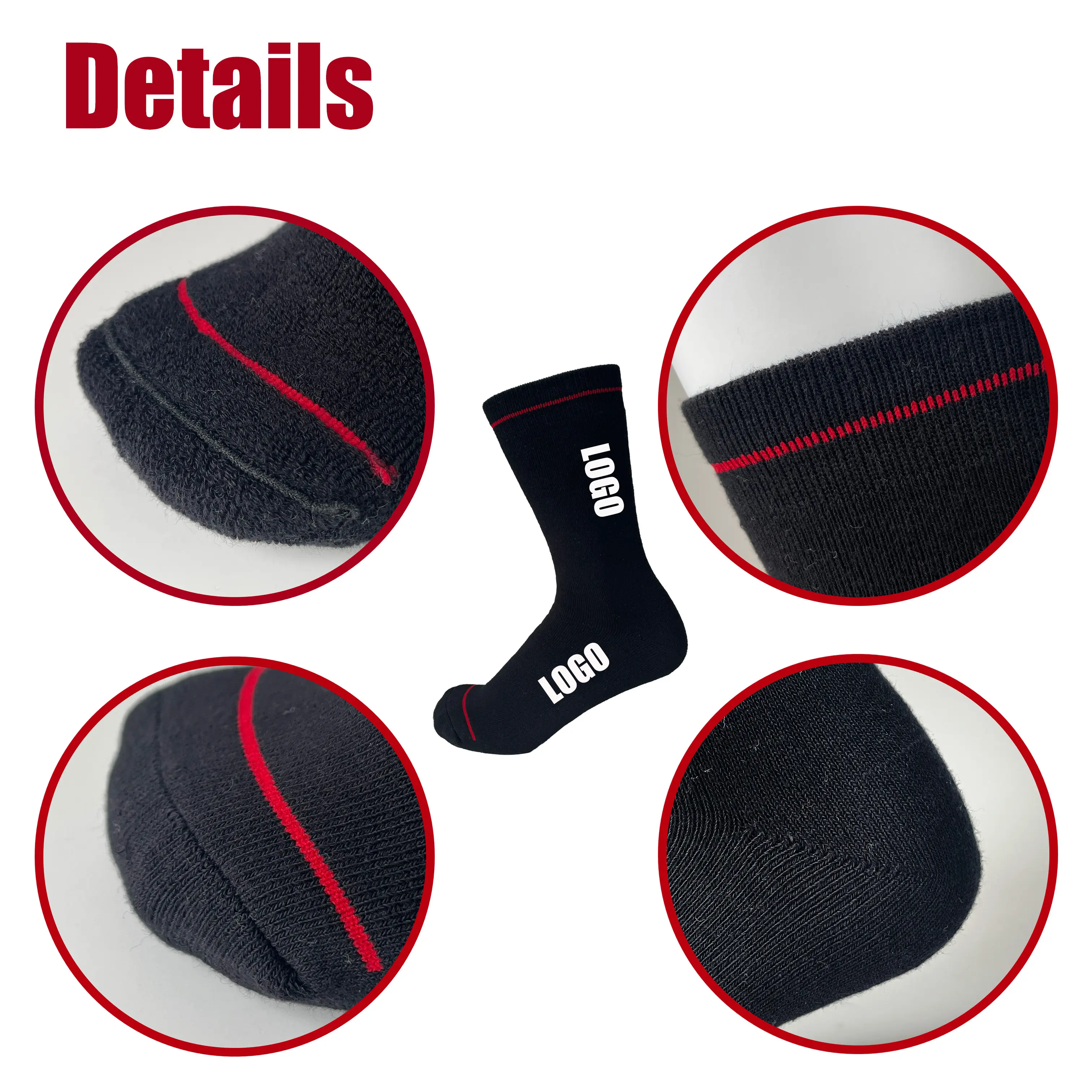 Men's Athletic Crew Socks Custom Made Size by Huayang 3