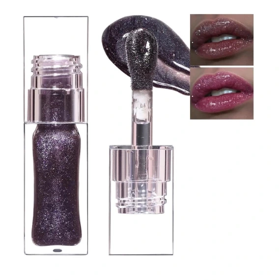 Mlm Custom Makeup New Magic Black Color Changing Lip Oil Warm Change Glitter Lip Gloss 1