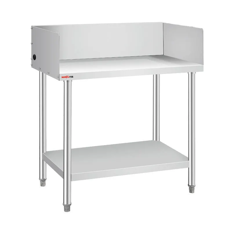 Assembly Customized Kitchen Inox Cutting Workbench Heavy Duty Double Tiers Working Table China Factory With Baffle 1