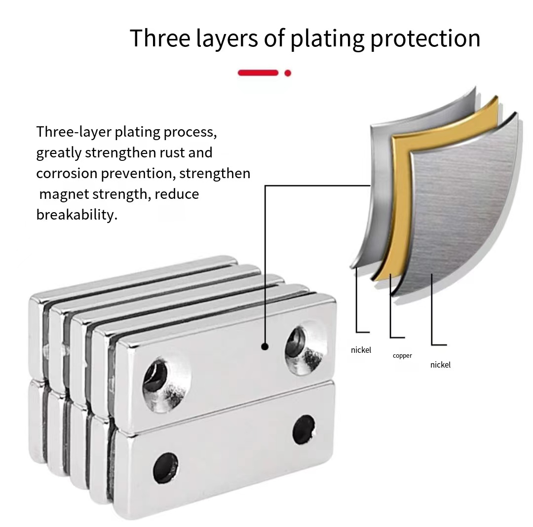 Custom Ndfeb Nickel Magnetic Material Earth Rare Magnets Block Round Ring Disc Countersunk Super Strong N42 N52 Neodymium Magnet 3