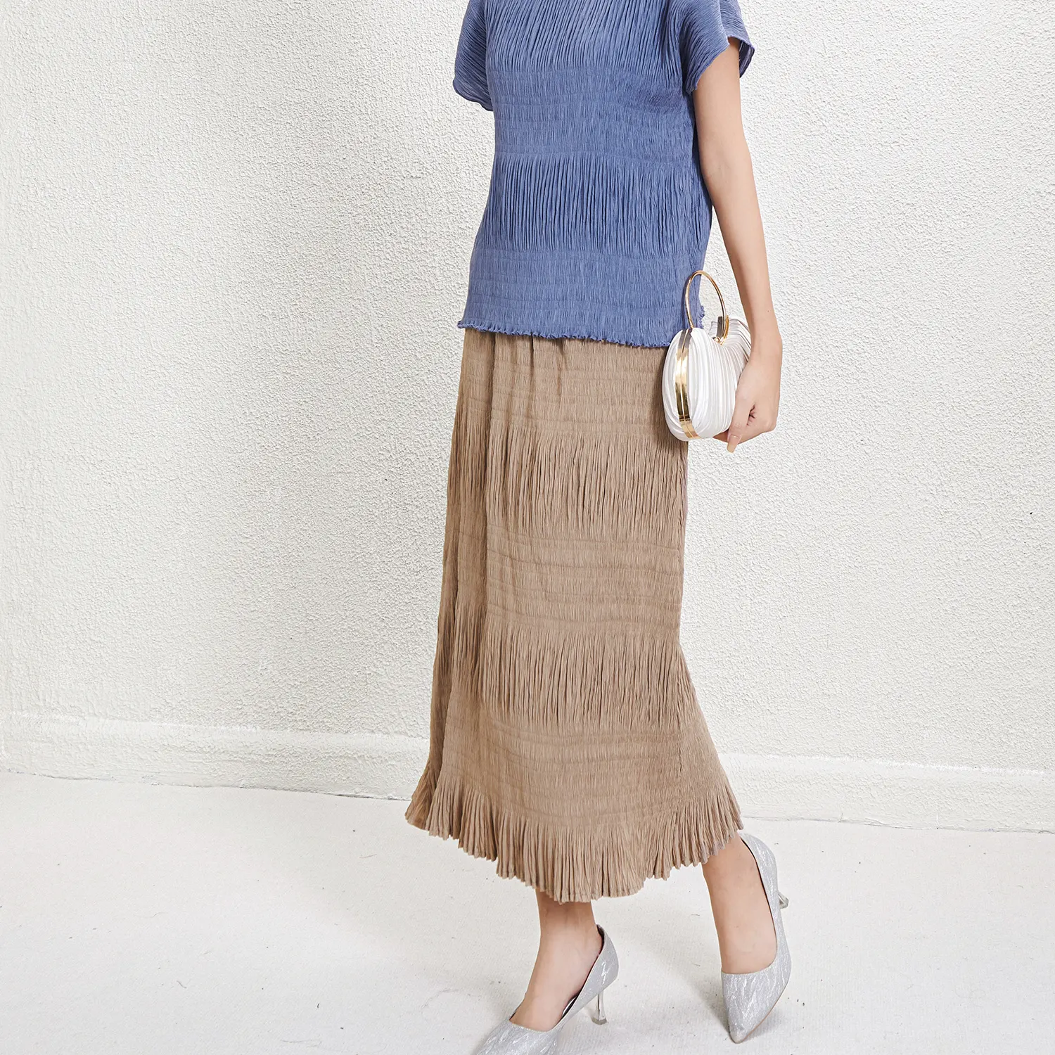 Pleated Gown with Sleeves Accept Customer Logo by Pleats Clothing 4