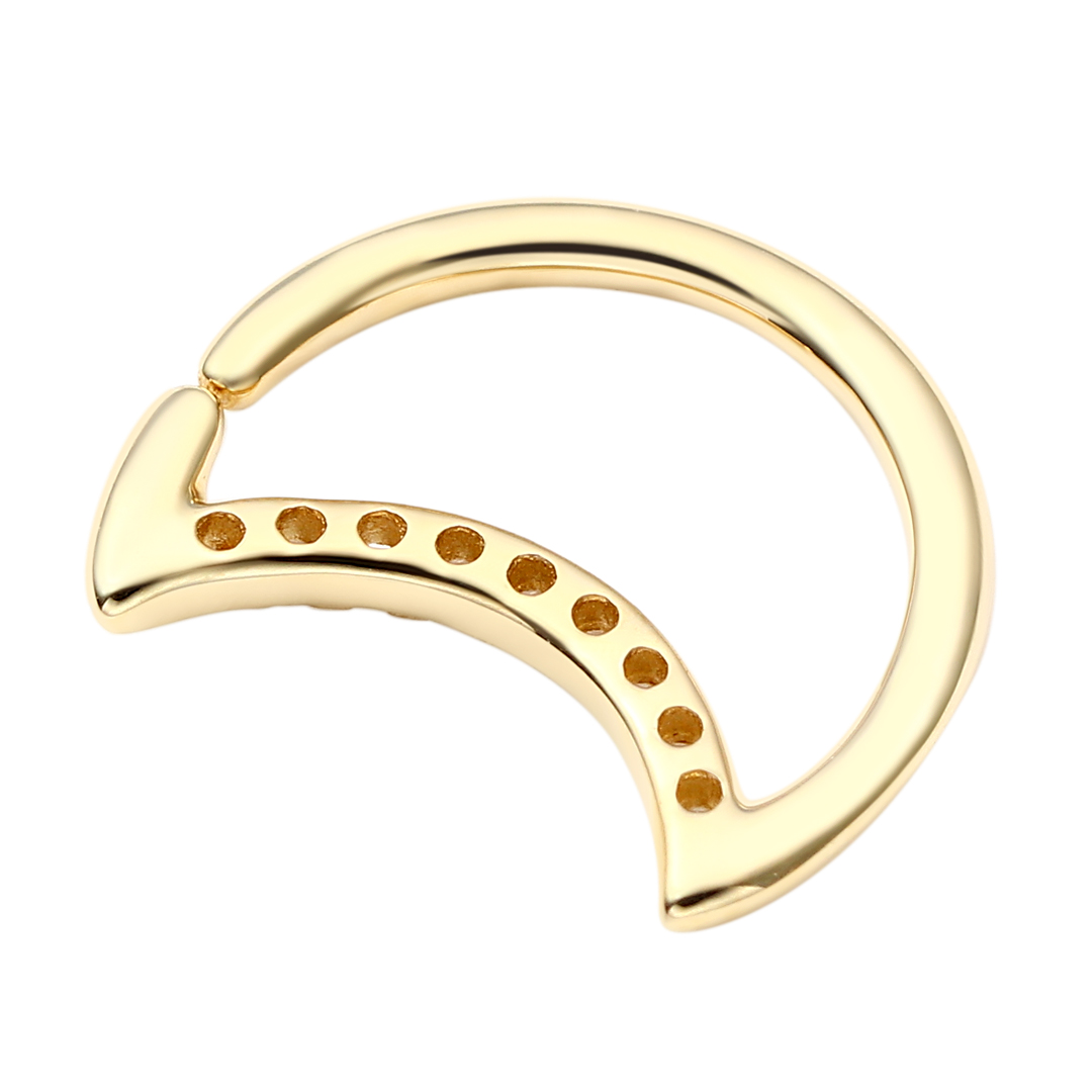 Eternal Metal 14k Solid Gold Half Cz Paved Crescent Moon Shaped Ear <000000> Nose Hoop Ring Navel <000000>lip Piercing Seamless Ring Jewelry 5