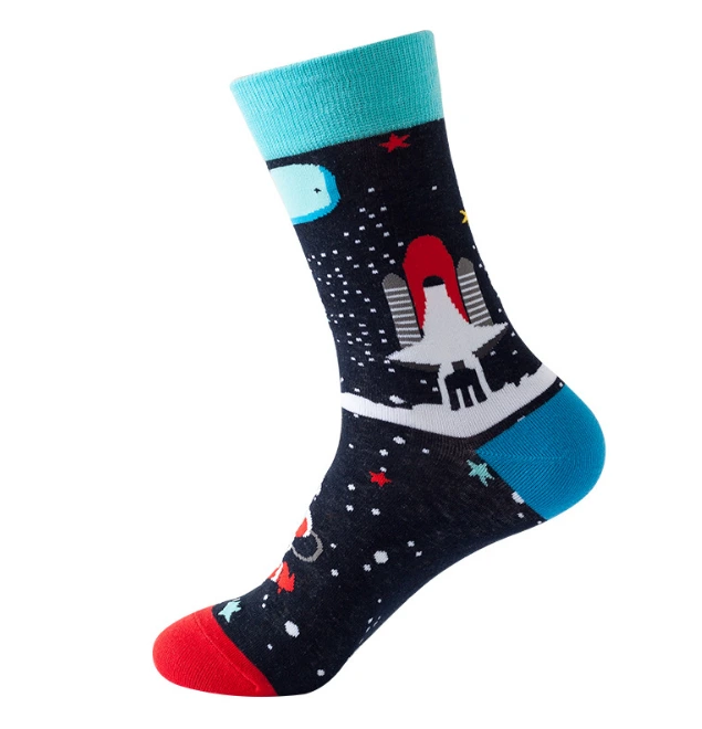 Chaussettes unisexes en coton à motif d'espace extra-atmosphérique coloré 1
