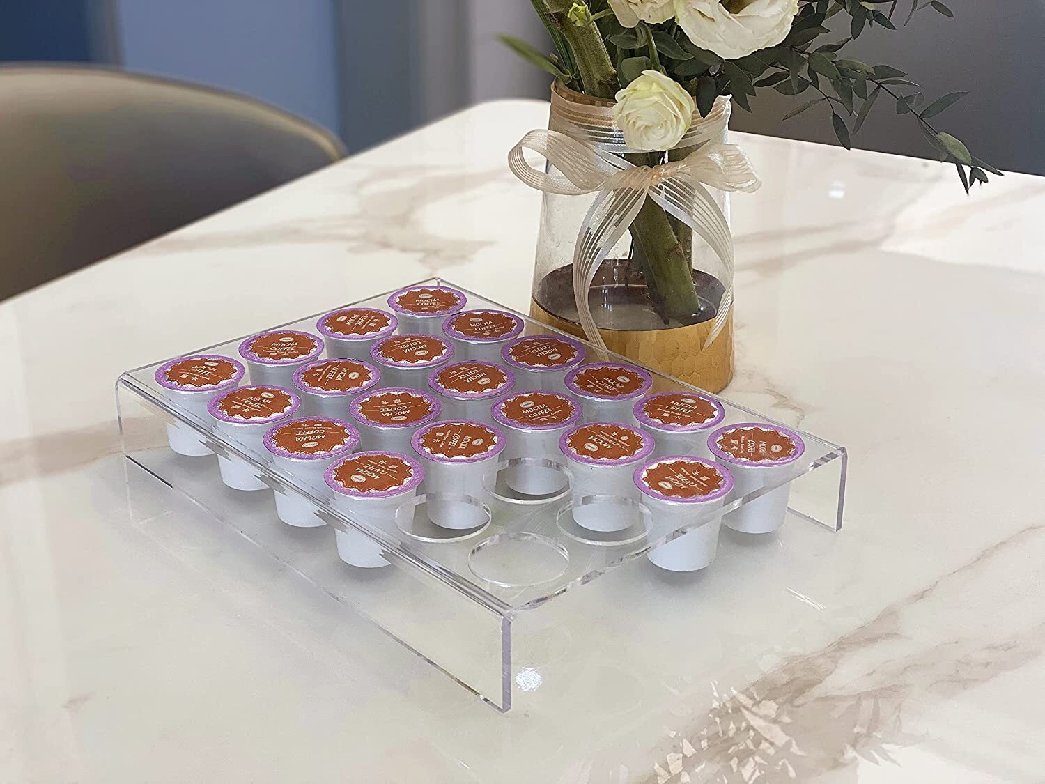 Kaffeebar-Organizer Aus Acryl Mit 5 Fächern – Aufbewahrungs-Halter Für Tassen, Kapseln, Sirup & Barzubehör, Transparent, Für Küchen-Arbeitsplatte