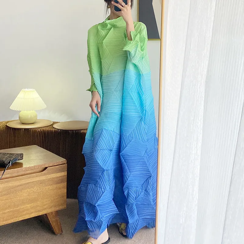 Green Pleated Gown Color by Pleats Clothing 4